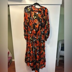 Floral Black and Orange Women's Dress